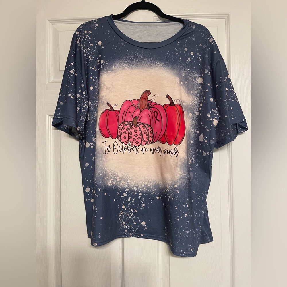 Pumpkin Graphic T-Shirt - Blue and Hot Pink